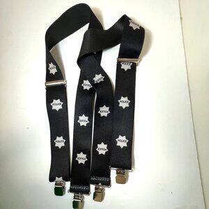 Police Graphic  Mens Unisex Suspenders Size 48 long Costume Work Black White